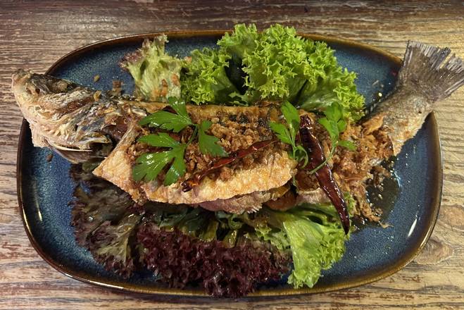 Deep Fried Sea bass with Fish Sauce