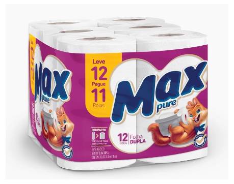 Max pure papel higiênico folha dupla (12 un)