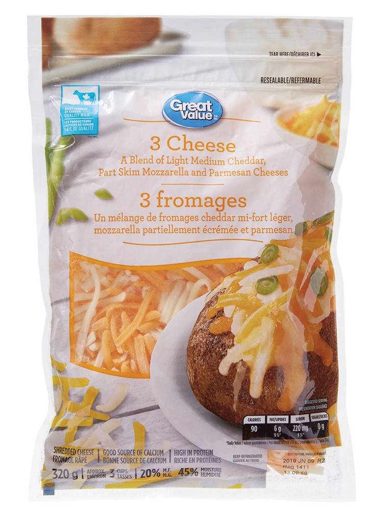 Great Value Shredded 3 Cheese Blend (320 g)