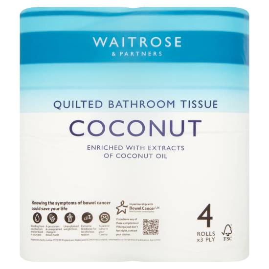 Waitrose Quilted Bathroom Tissue (4 ct)