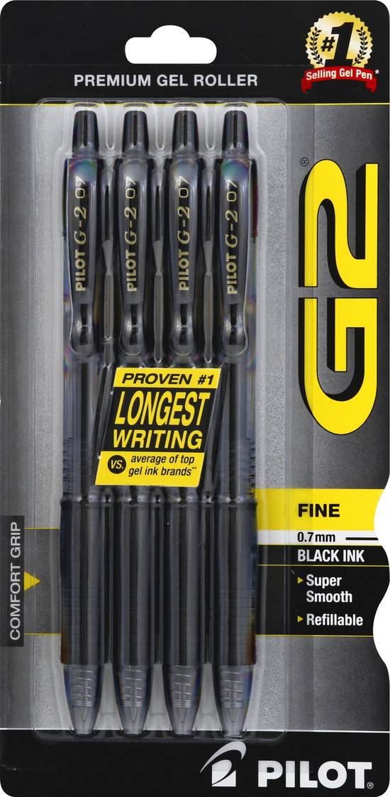 Pilot 0.7 mm Black Ink Gel Pens (4 pens)