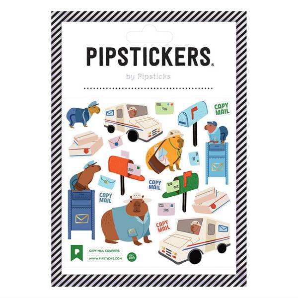 Pipsticks Decorative Stickers, 4" x 4", Capy Mail Couriers