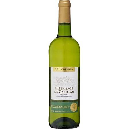 Vin Blanc Languedoc Roussillon IGP Pays d'OC Sauvignon L'HERITAGE DE CARILLAN SAUVIGNON - la bouteille de 75cL