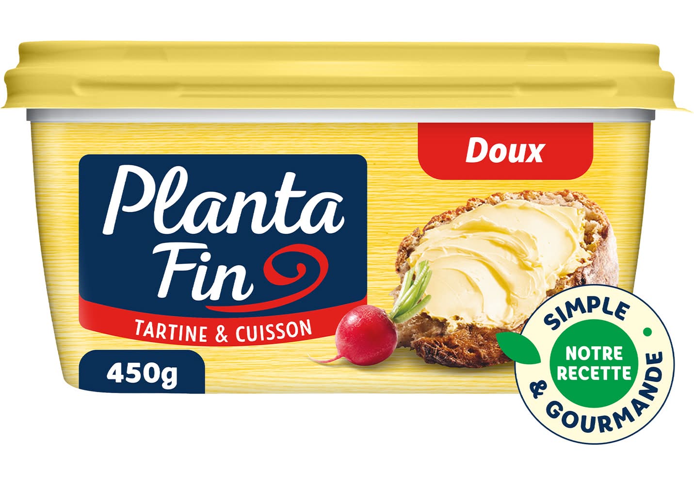 Planta Fin - Margarine tartine et cuisson doux sans huile de palme (450g)