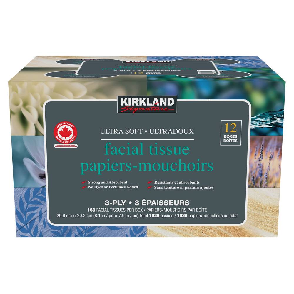 Kirkland Signature Ultra Soft Facial Tissues, 12-Pack