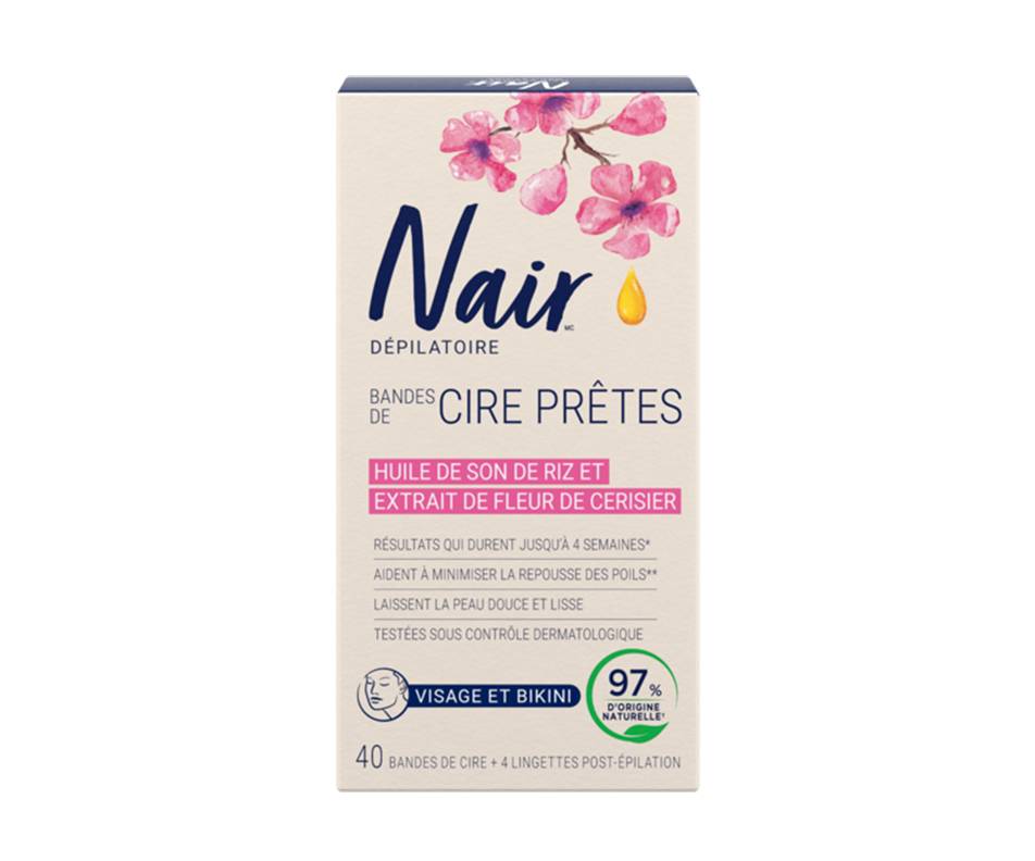 Nair bandes de cire d'épilation prêtes de nairmc pour visage et bikini (40 bandes de cire) - wax ready-strips face and bikini (44 units)