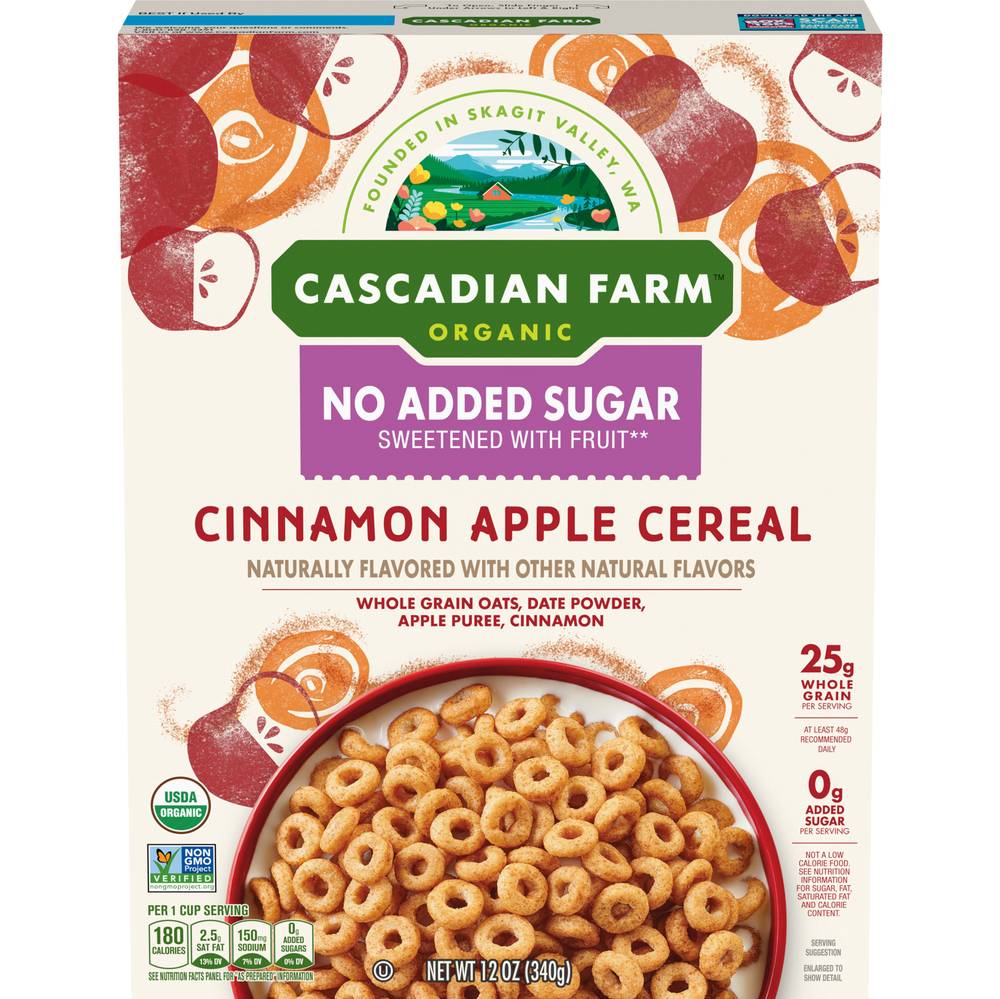 Cascadian Farm Organic No Sugar Added Cereal, Cinnamon Apple (12 oz)