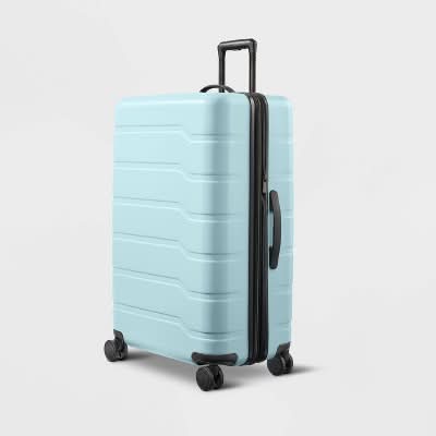 Open Story Hardside Checked Spinner Suitcase, L, Muddy Aqua
