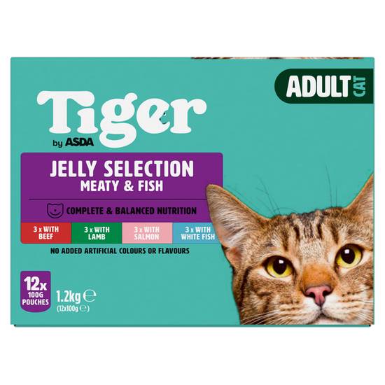 Asda Tiger Meat & Fish Selection in Jelly 1+ Years 12 x 100g (1.2kg)