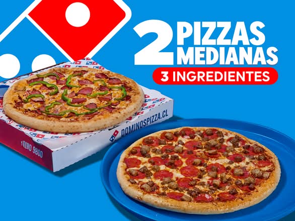 2 Pizzas Medianas 3 Ingredientes