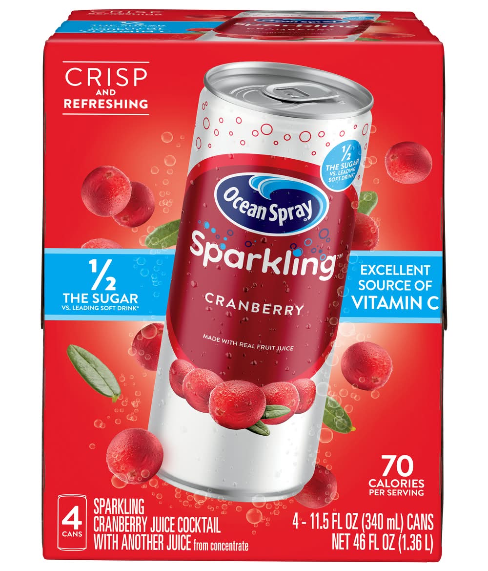 Ocean Spray Sparkling Cranberry Cocktail Juice (4 x 12 oz)