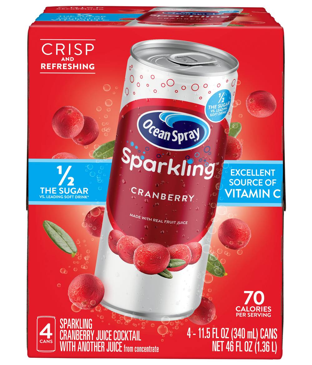 Ocean Spray Sparkling Cranberry Cocktail Juice (4 x 12 oz)