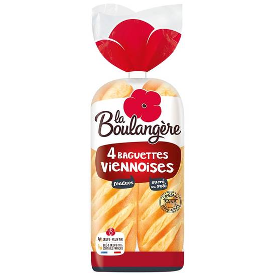 Pain baguettes viennoises tranchées nature La Boulangère 340g