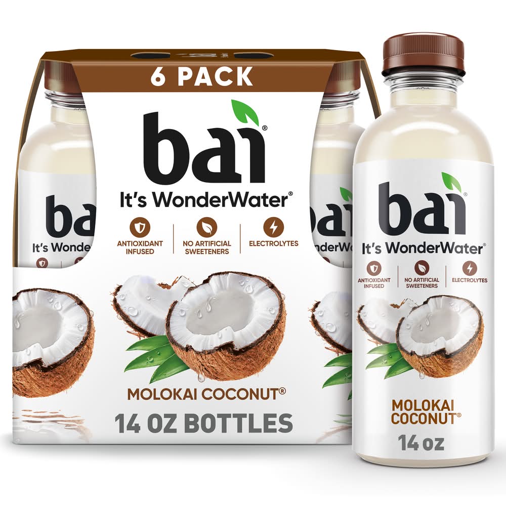 Bai Antioxidant Infused Beverage Water, Molokai Coconut (6 x 14 oz)