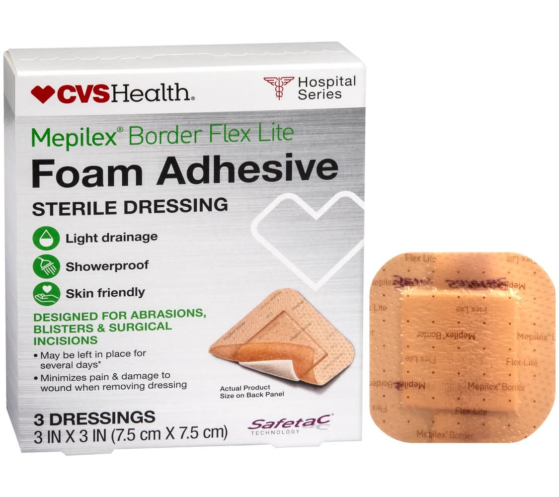 CVS Health Mepilex Border Lite Foam Adhesive Sterile Dressings (3" x 3")
