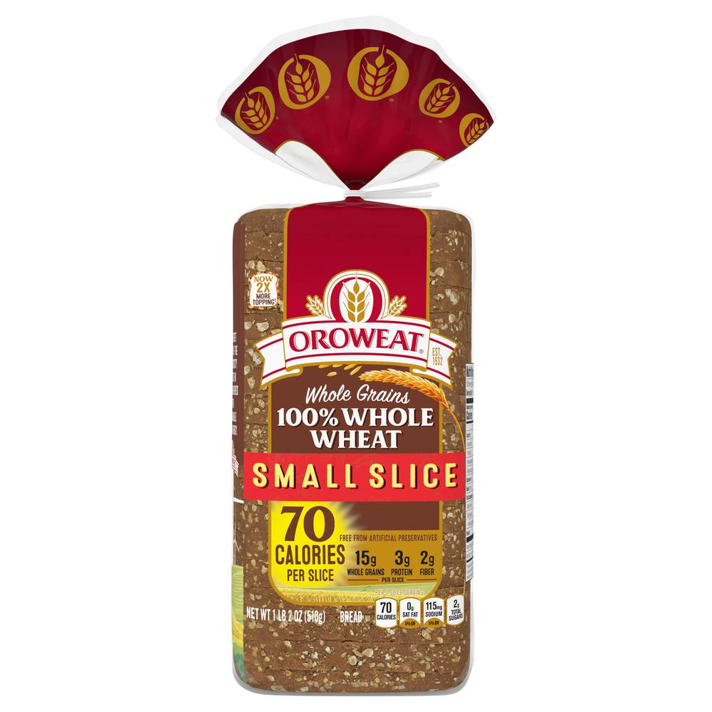 Oroweat Small Slice 100% Whole Wheat Bread (18 oz)