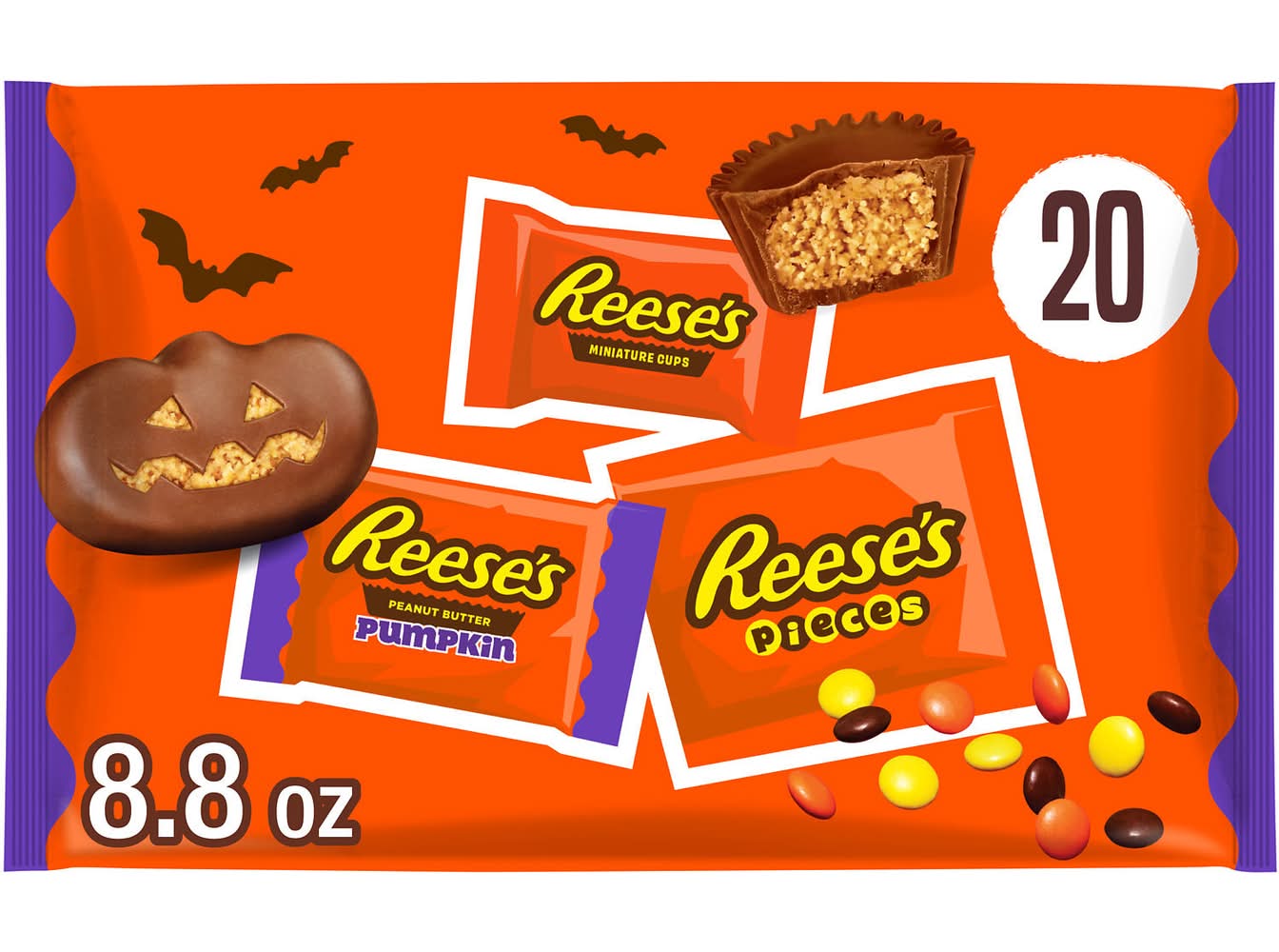 Reese's Assorted Peanut Butter Halloween Candy Bag (8.08 oz, 20 ct)