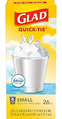 Glad OdorShield 4 Gallon Kitchen Trash Bags, Fresh Clean,  26/Box (78812)
