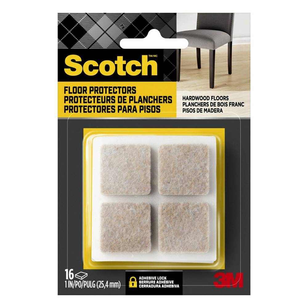 Scotch Square 16-Pack 1-in Beige Square Felt Furniture Pads | SP844-NA