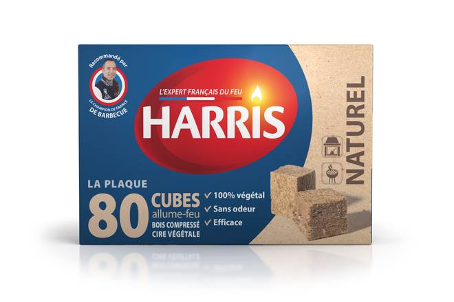 Harris - Cubes allume-feu bois compressé cire végétale (80 pièces)