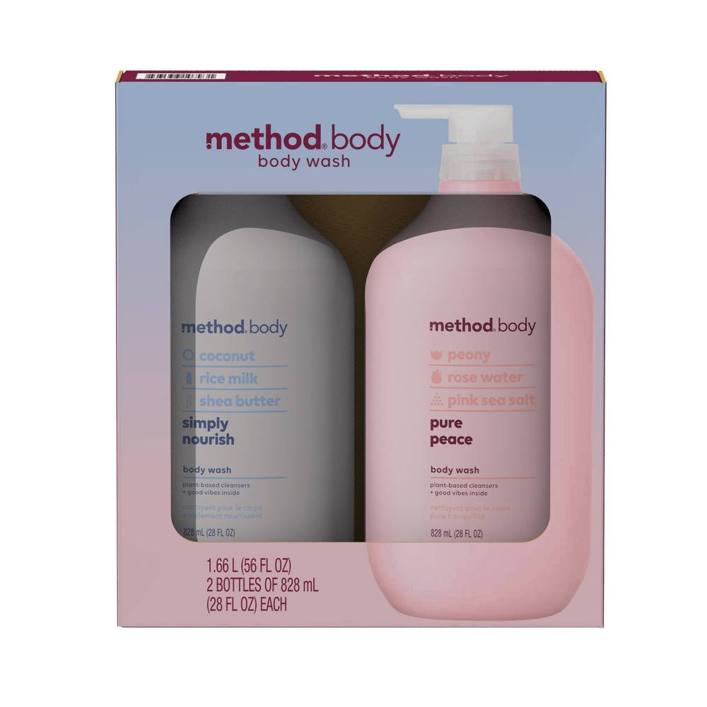 Method Body Wash, Simply Nourish and Pure Peace, 28 fl oz, 2-pack