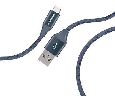 Merkury Usb a To Usb C Slate Fabric Cable