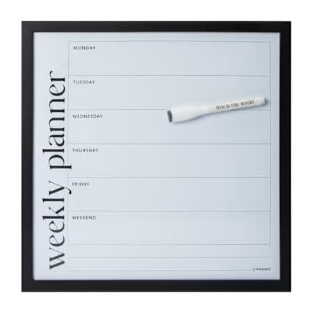 Framed Dry Erase Board 14in x 14in Black