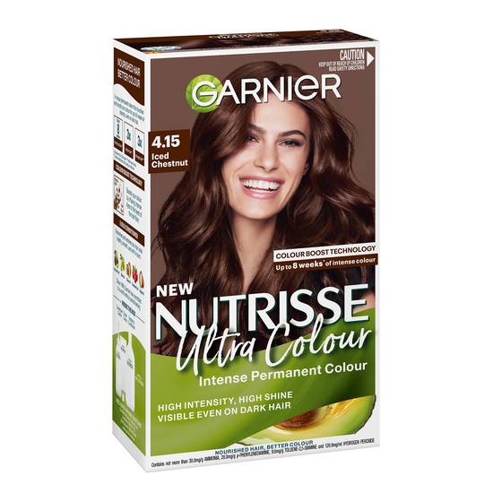Garnier Nutrisse Permanent Hair Colour 4.15 Iced Chestnut Mohogany Ash Brown (1 pack)