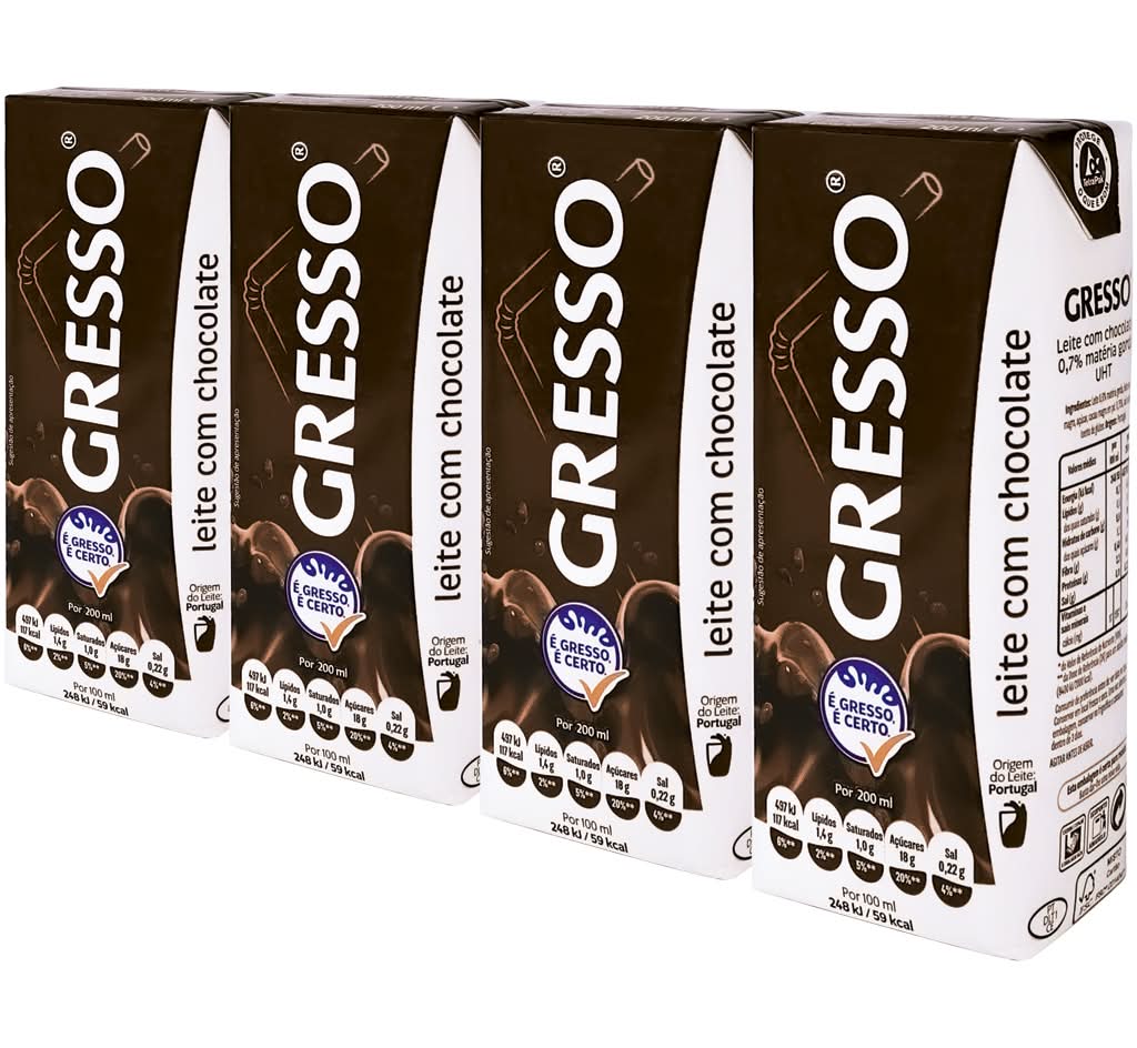 Gresso - Leite com chocolate, pack 4x200ml