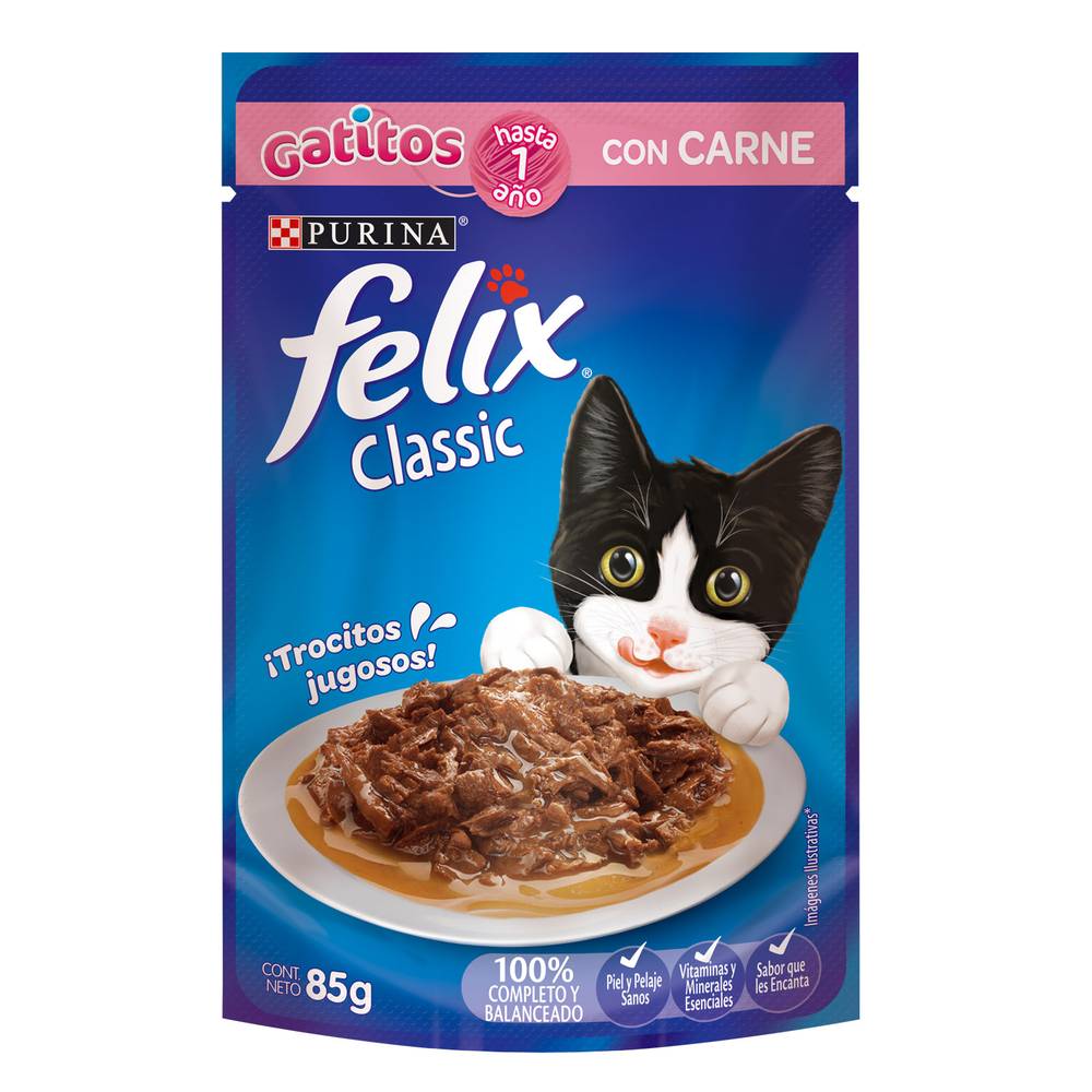 Felix alimento húmedo gatitos sensaciones con carne (doypack 85 g)
