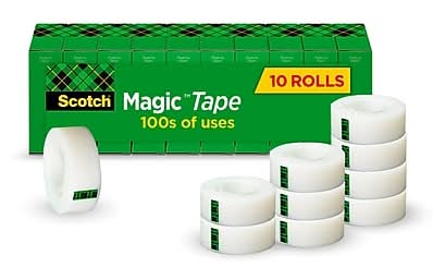 Scotch Magic Invisible Clear Tape Refill, 0.75 x 22.2 yds., 1 Core, Transparent, 10 Rolls/Pack (810S10)