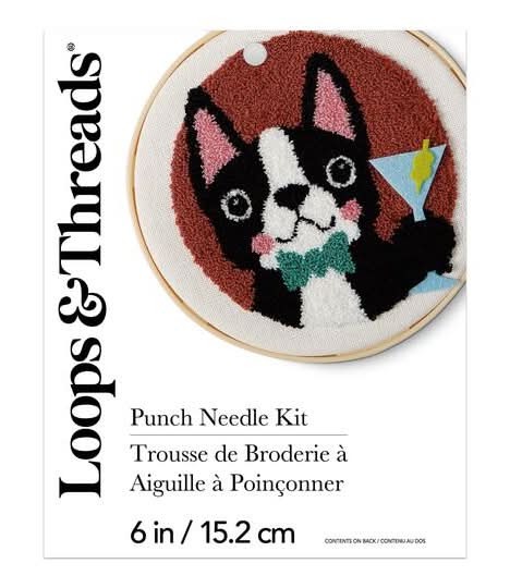 Loops & Threads Dog With Martini Punch Needle Kit With Hoop Delivery ...