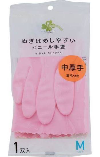 くらしリズムぬぎはめビニール手袋中厚手Ｍ１双:4582451693056