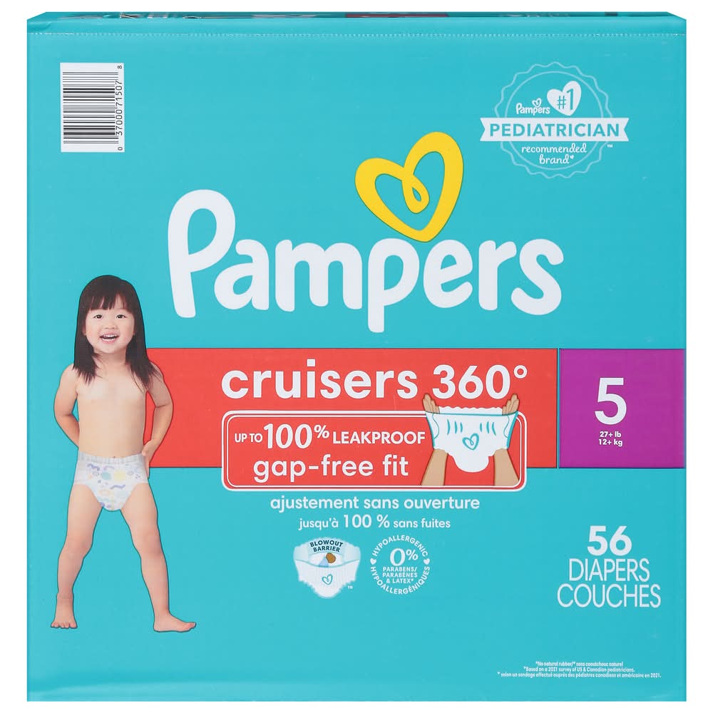 Pampers Cruisers Diapers 360 Size 5 Super (4 lbs)