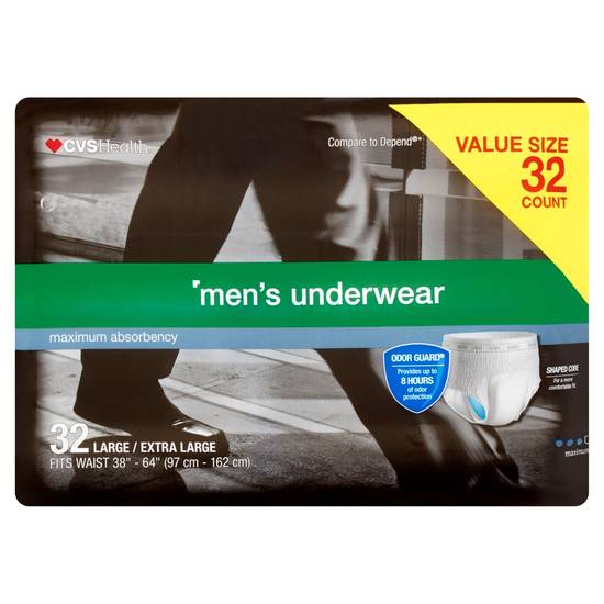 CVS Health Men's Underwear Maximum Absorbency, L/XL, 32 CT