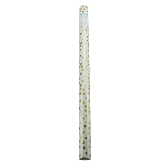 Celebrate It Gold Dots Gift Wrap Paper (30" x 16ft/white)