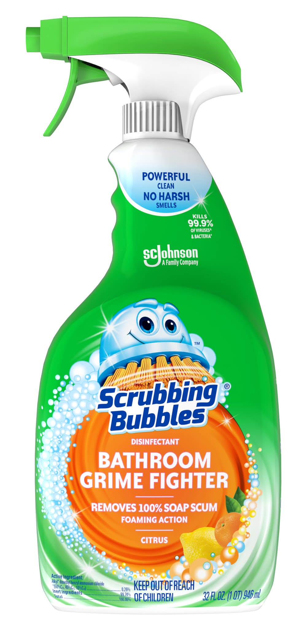 Scrubbing Bubbles Bathroom Grime Fighter Disinfectant Cleaner, Citrus (32 fl oz)