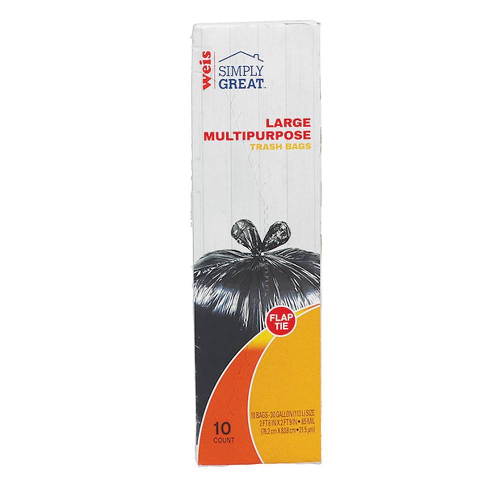 Weis Simply Great Trash Bags With Flap Tie, L (10 ct)