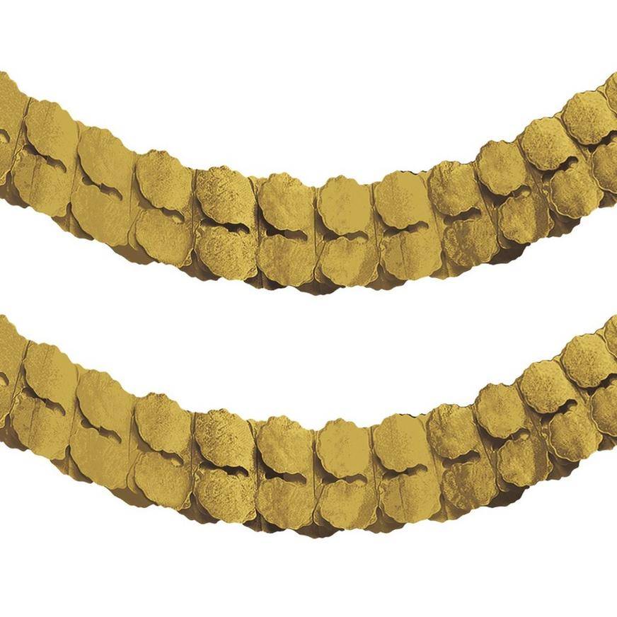 Party City Paper Garland, 12 ft x 6 In, Gold