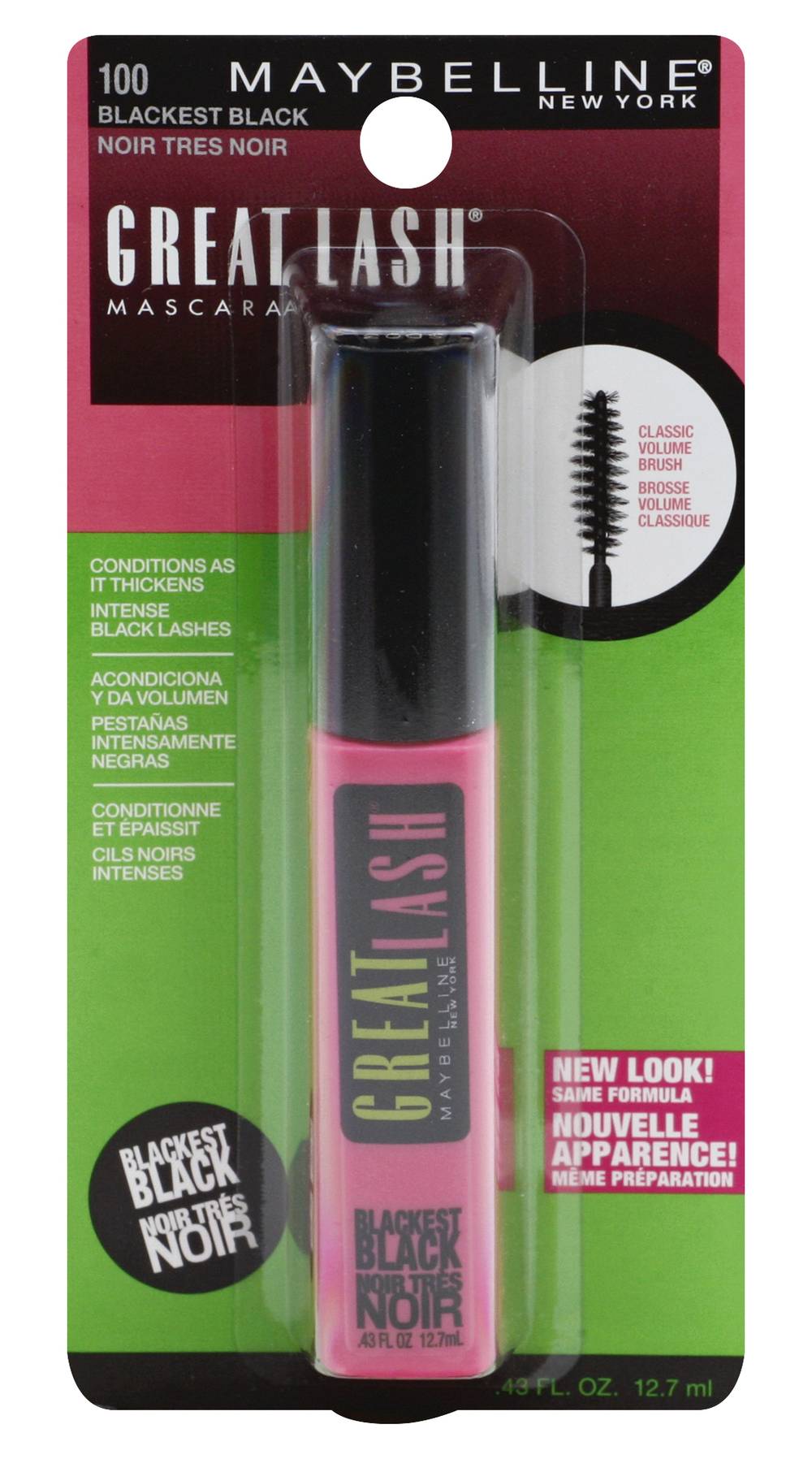 Maybelline Great Lash Waterproof Blackest Black 100 Mascara (12.7 ml)