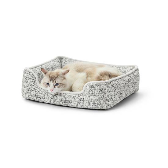 Whisker City Cat Print Cuddler Cat Bed (22\"L x 18\"w x 6.5\"h/black and white)