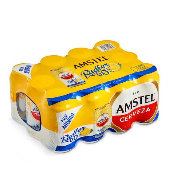 Cerveza radler con limón 0,0% alcohol Amstel lata 12 x 33 cl