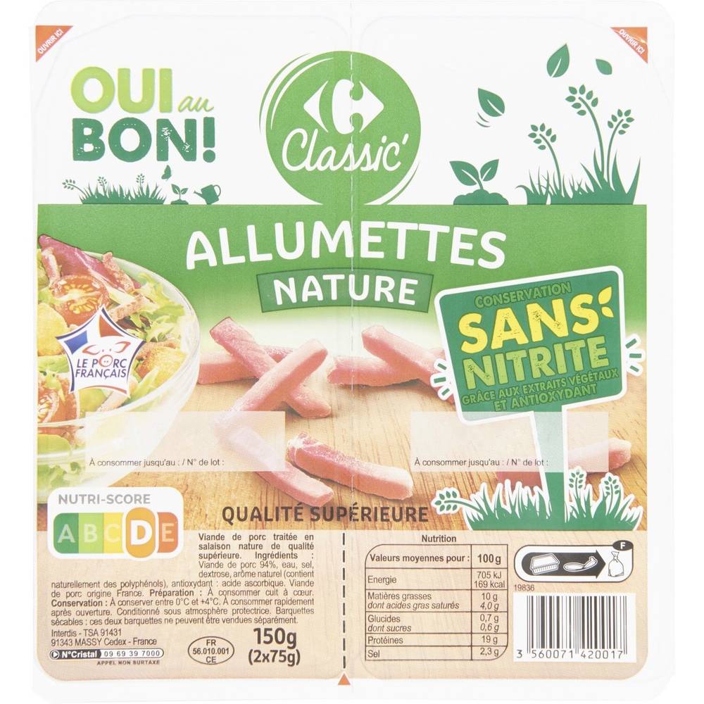 Carrefour Classic' - Lardons allumettes nature (2 pièces)