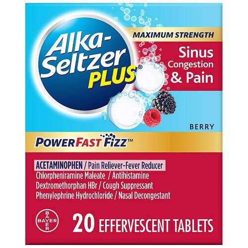Alka-Seltzer Plus Maximum Strength Sinus Congestion & Pain PowerFast Fizz Effervescent Tablets - 20.0 Ea