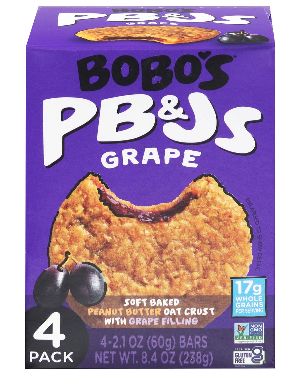 Bobo's Pb&Js Bars, Grape (8.4 oz, 4 ct)