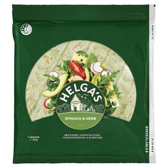 Helga's Spinach & Garden Herb Wraps 7 pack 445g