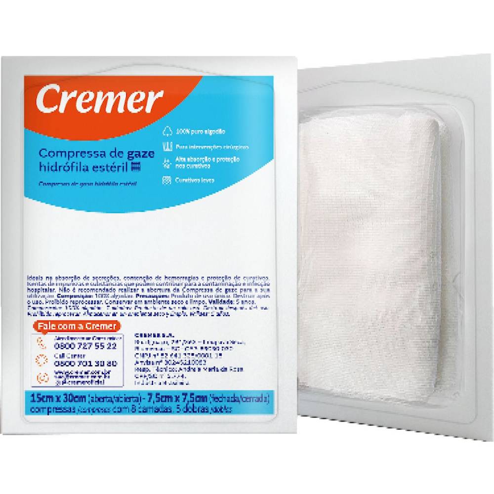 Cremer compressa de atadura gaze estéril (5 unidades)