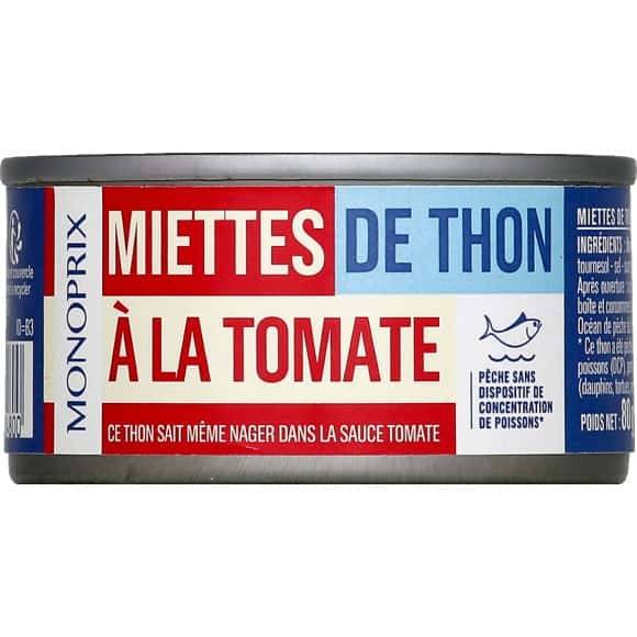 Monoprix Miettes De Thon À La Tomate La Boîte De 52 G Net Égoutté