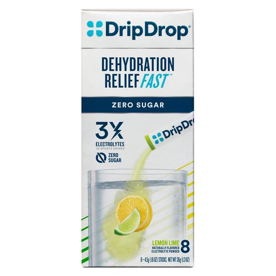 Dripdrop Dehydration Relief Zero Lemon Lime Electrolyte Powder (1.31 oz)