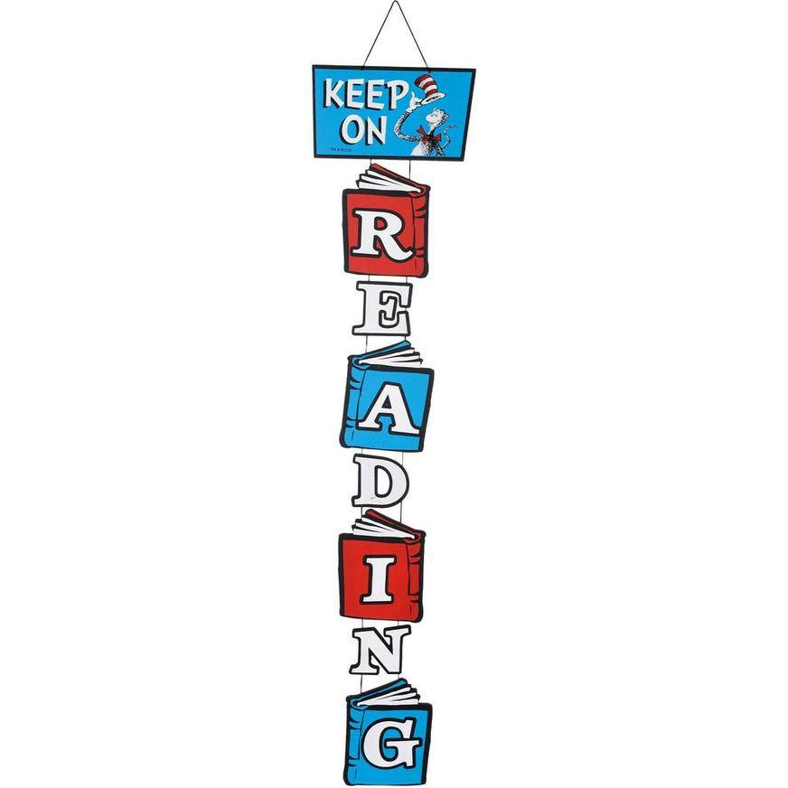 Stacked Cat in the Hat Keep On Reading MDF Sign, 6.2in x 30in - Dr. Seuss
